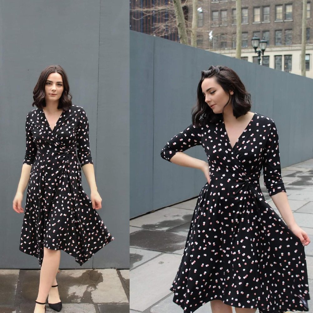 Ronni Nicole 3/4 Sleeve Faux Wrap Dress